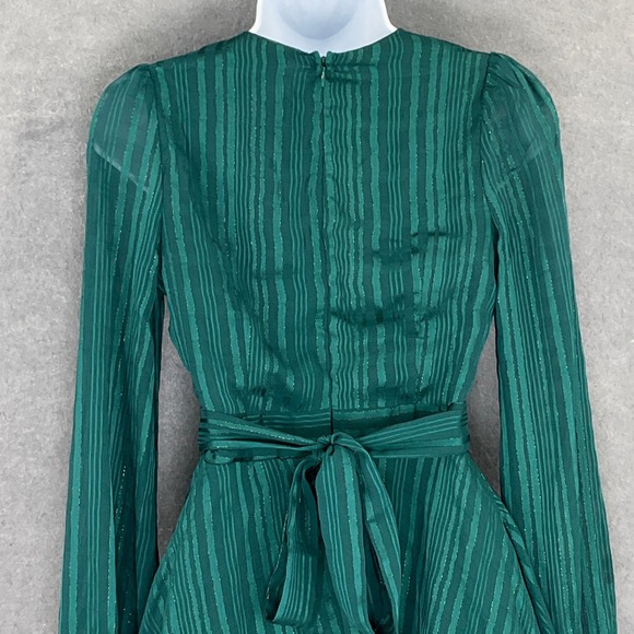 Allison Kelly Mini Dress XS Green‎ Tiered Holiday Forest Fairy Grunge Babydoll - Picture 6 of 14